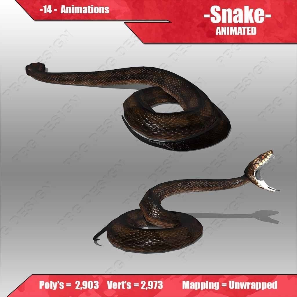 Snake Animated Low-poly 3D model_1