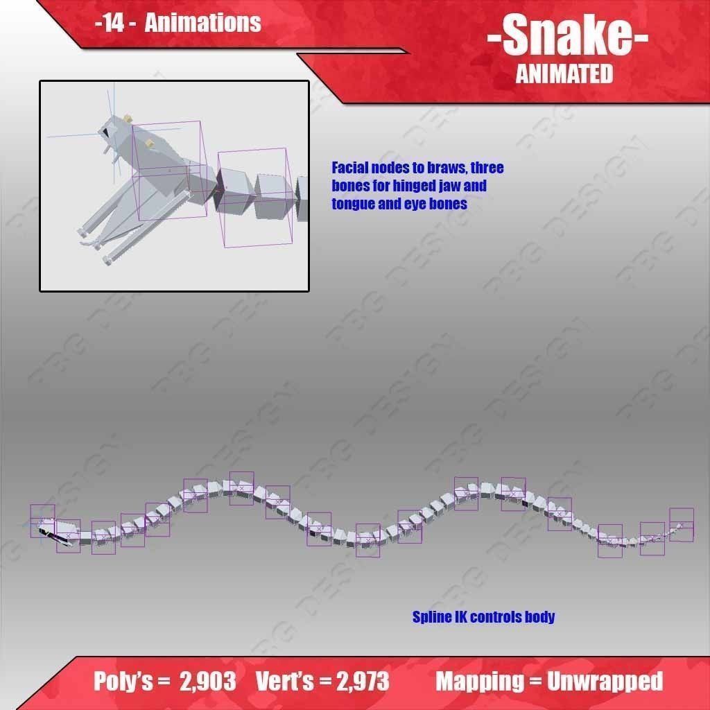 Snake Animated Low-poly 3D model_8