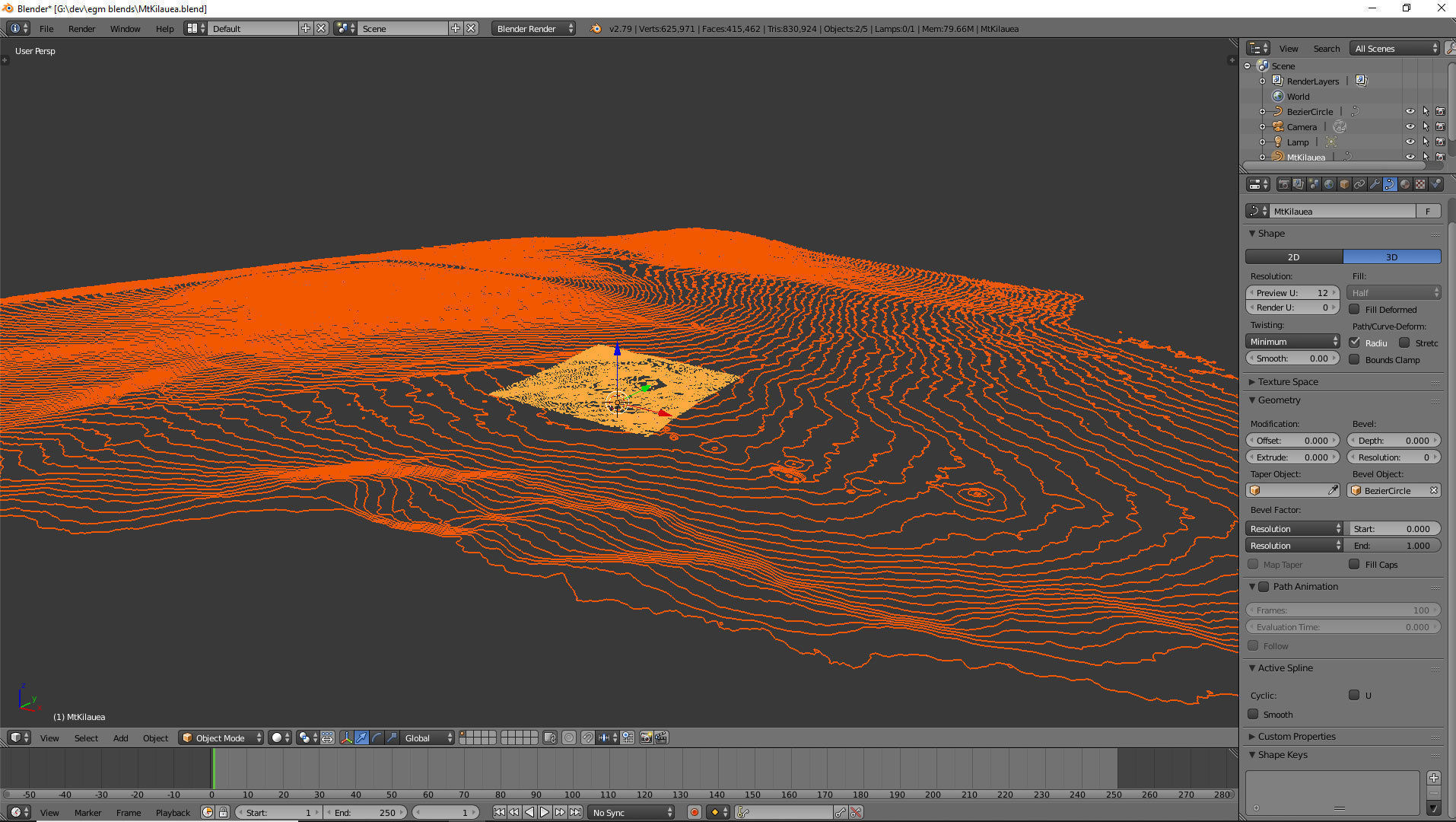 Mt Kilauea Crater Contour 3D model_2