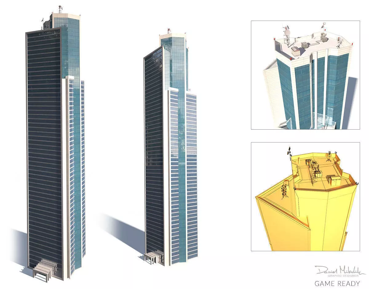 Skyscrapper 12 High Low-poly 3D model_0