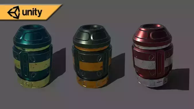 Sci-fi barrel with 3 textures Free low-poly 3D model