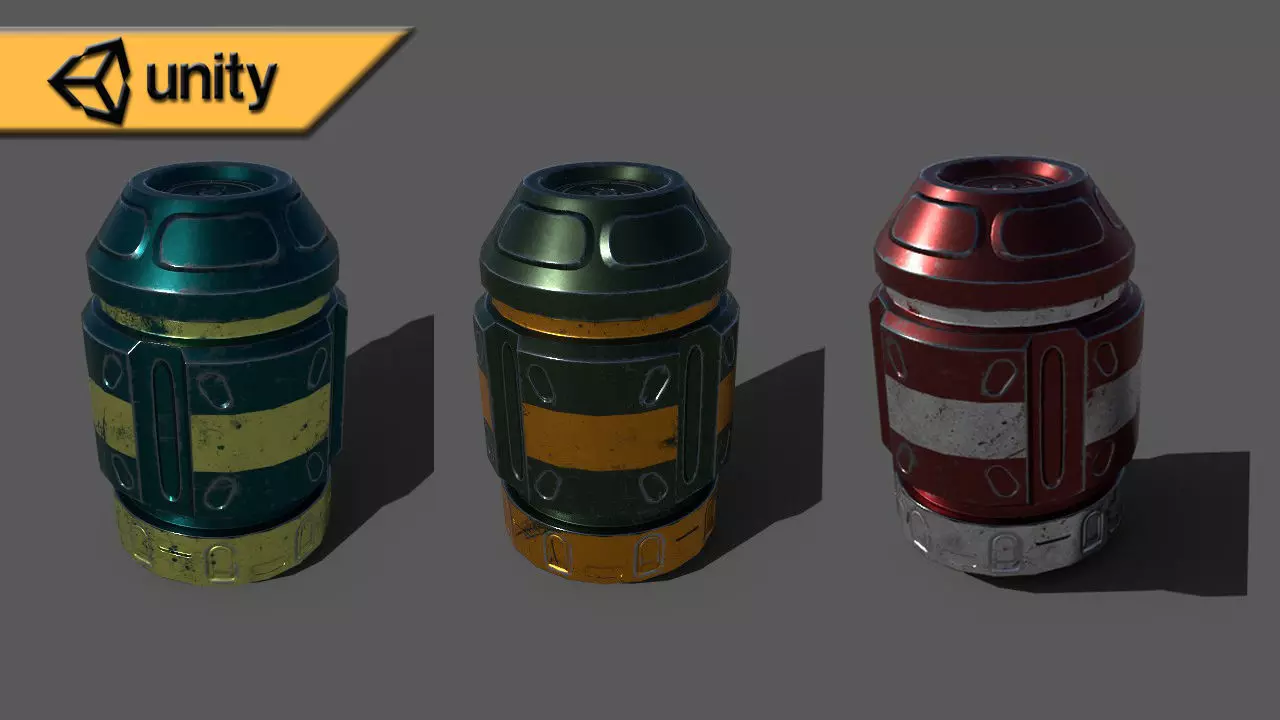 Sci-fi barrel with 3 textures Free low-poly 3D model
