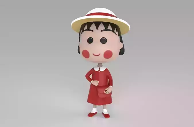 Chibi Maruko Chan Red Dress 3D print model