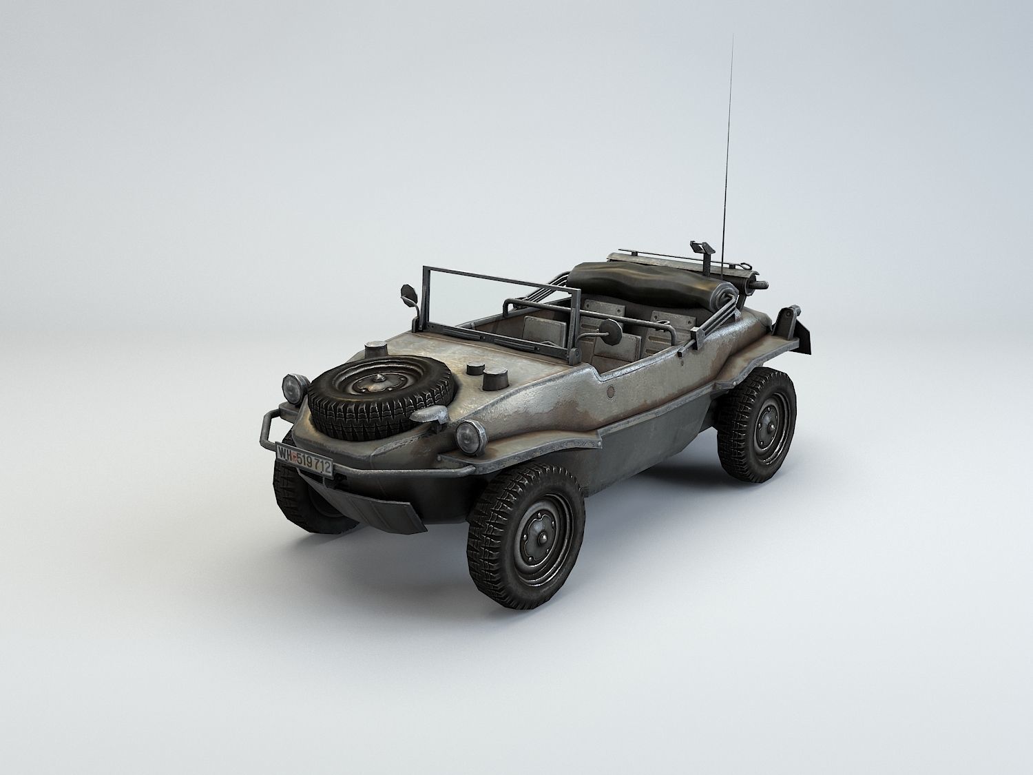 Low Poly VW Type 166 Schwimmwagen Low-poly 3D model_11
