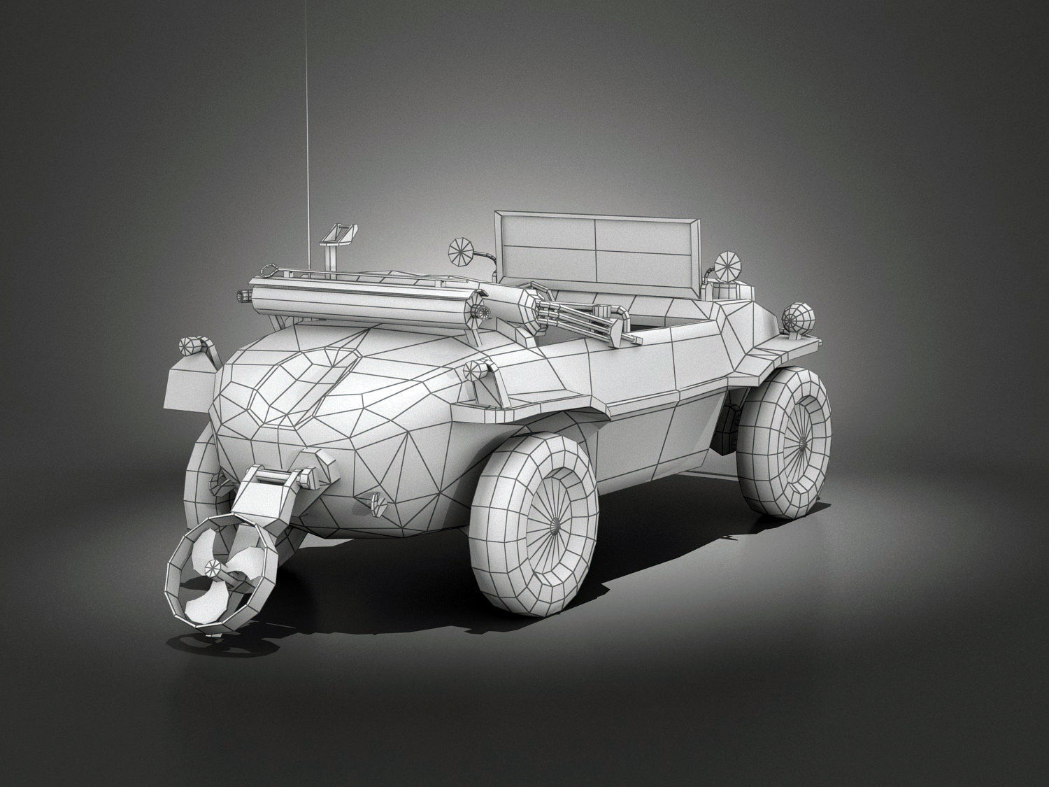 Low Poly VW Type 166 Schwimmwagen Low-poly 3D model_4