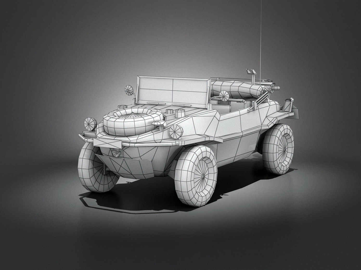 Low Poly VW Type 166 Schwimmwagen Low-poly 3D model_2