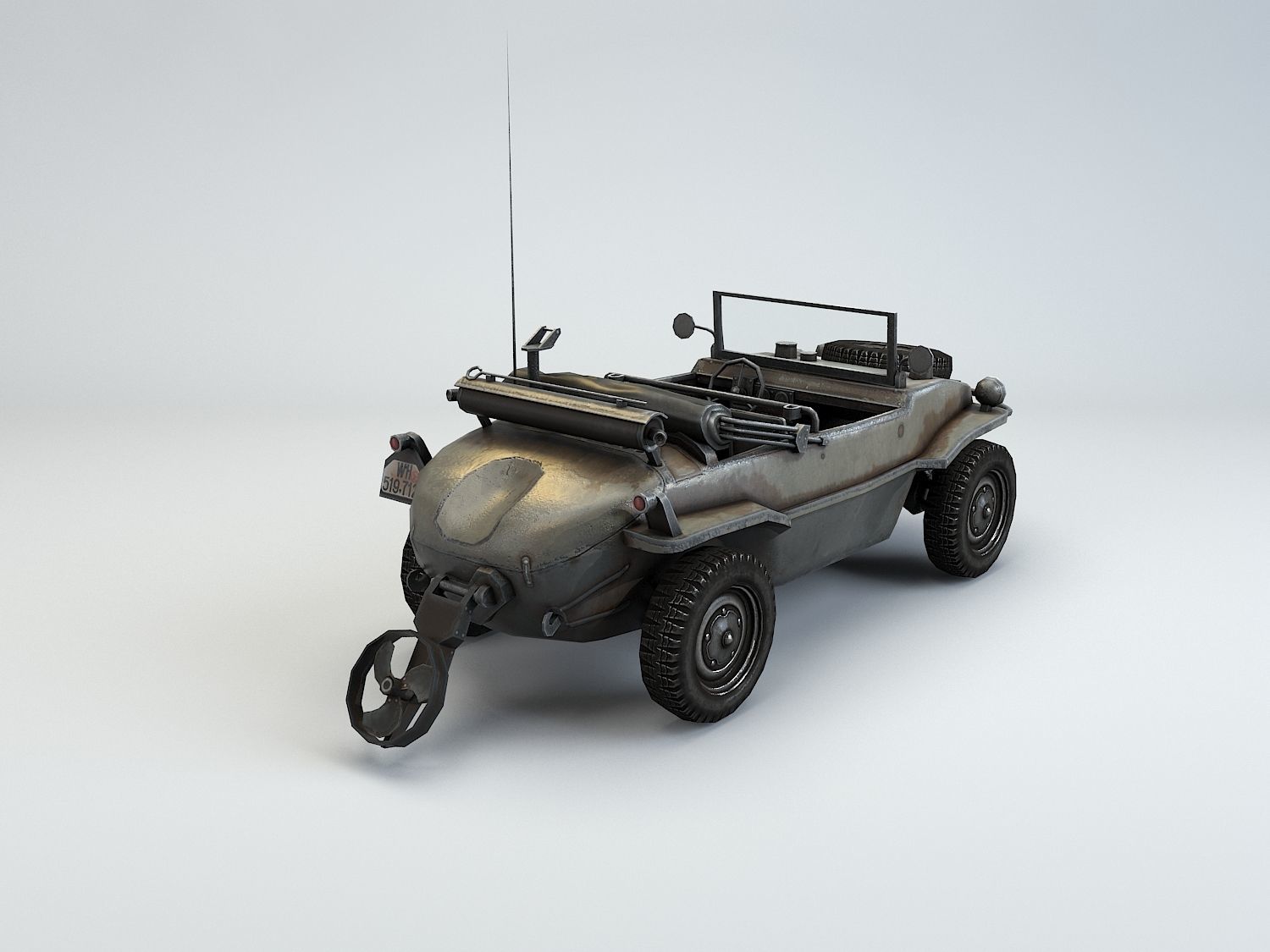 Low Poly VW Type 166 Schwimmwagen Low-poly 3D model_7