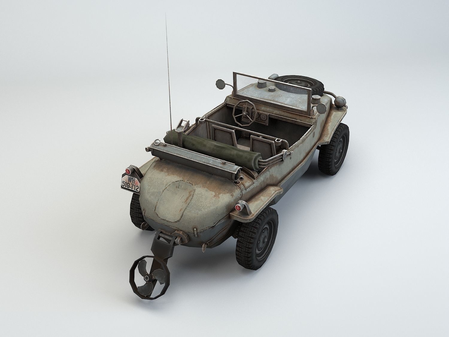 Low Poly VW Type 166 Schwimmwagen Low-poly 3D model_17