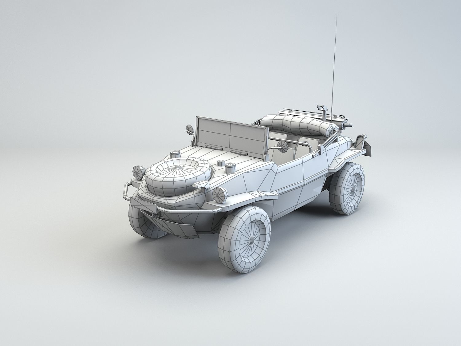 Low Poly VW Type 166 Schwimmwagen Low-poly 3D model_12