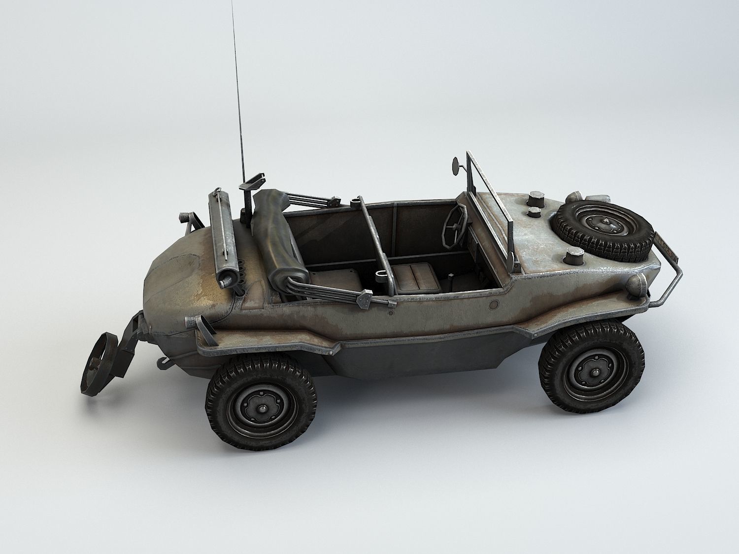 Low Poly VW Type 166 Schwimmwagen Low-poly 3D model_15