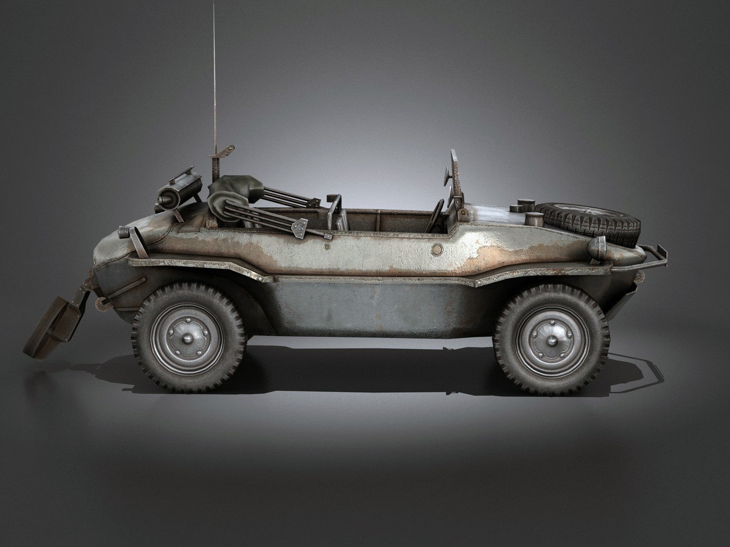 Low Poly VW Type 166 Schwimmwagen Low-poly 3D model_5