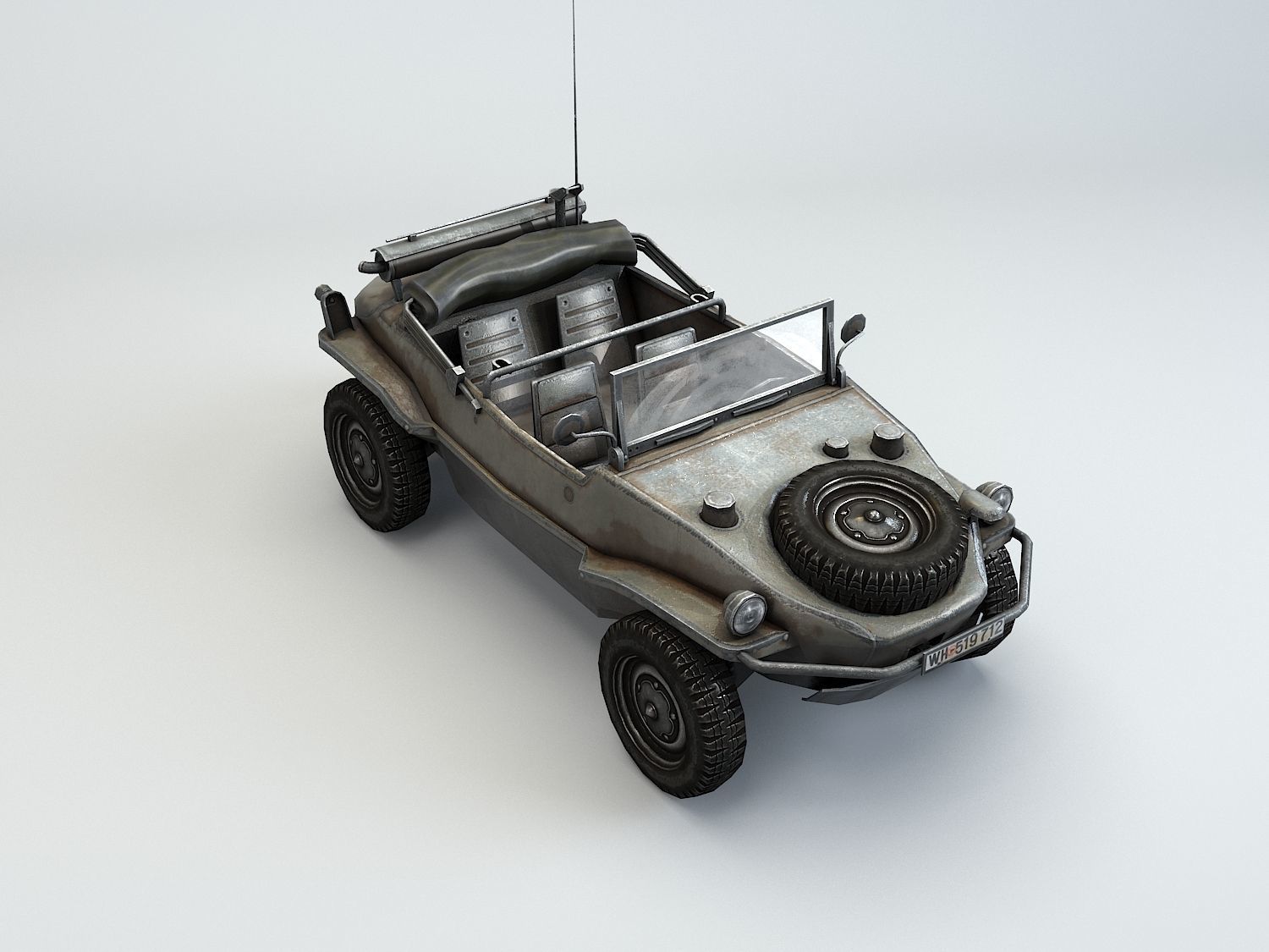 Low Poly VW Type 166 Schwimmwagen Low-poly 3D model_16