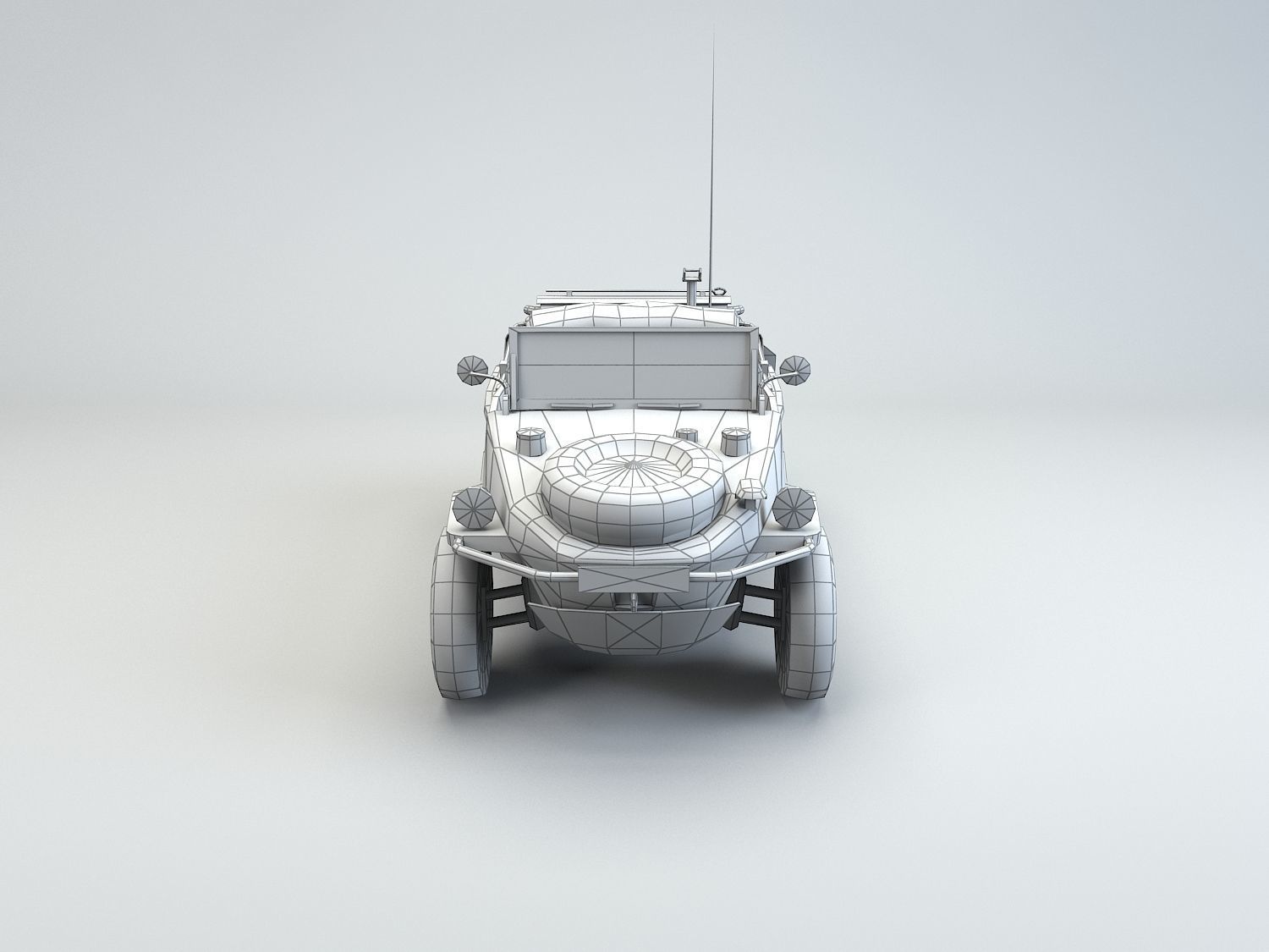 Low Poly VW Type 166 Schwimmwagen Low-poly 3D model_14