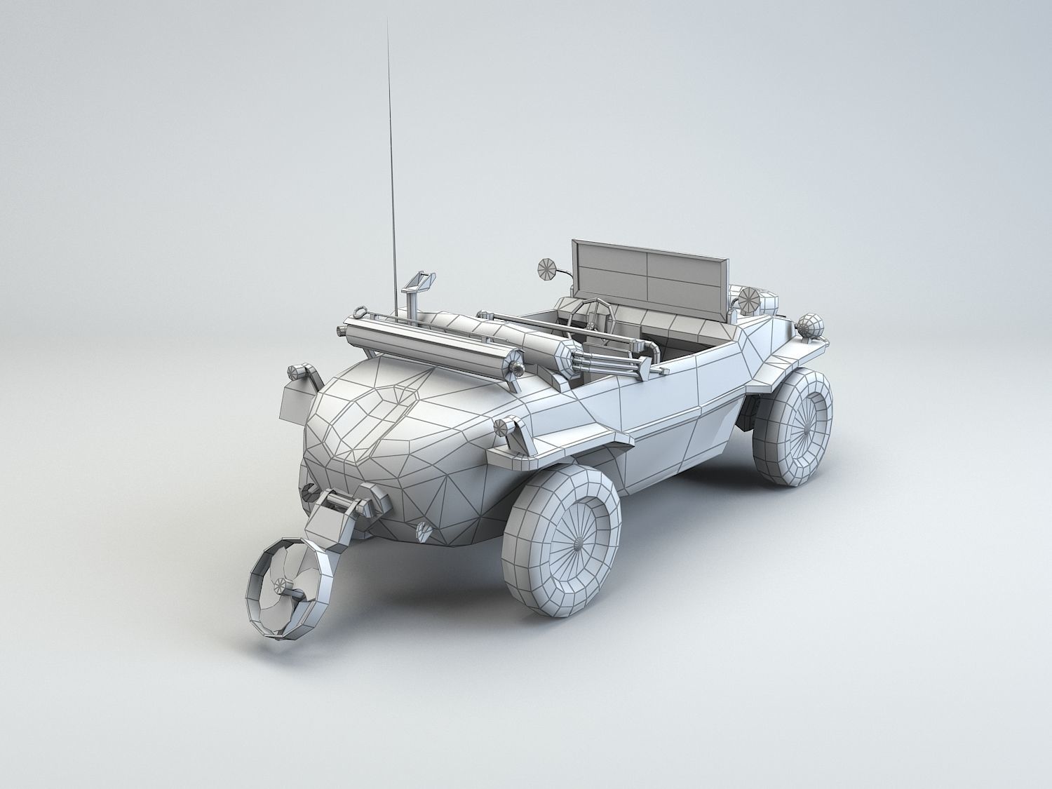 Low Poly VW Type 166 Schwimmwagen Low-poly 3D model_8