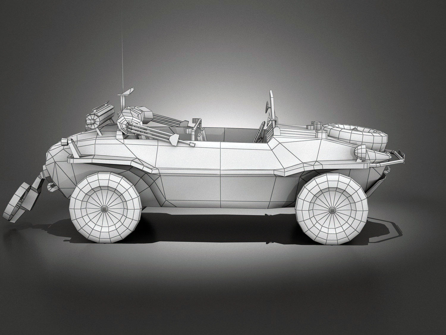 Low Poly VW Type 166 Schwimmwagen Low-poly 3D model_6