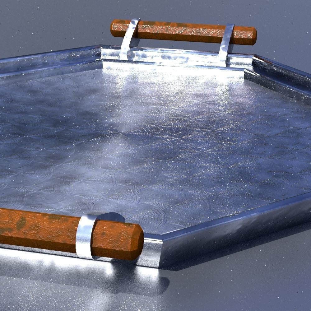 Art deco chrome tray  Low-poly 3D model_1