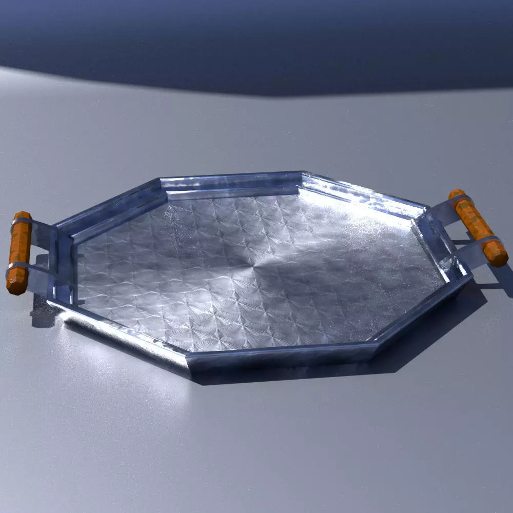 Art deco chrome tray  Low-poly 3D model_0