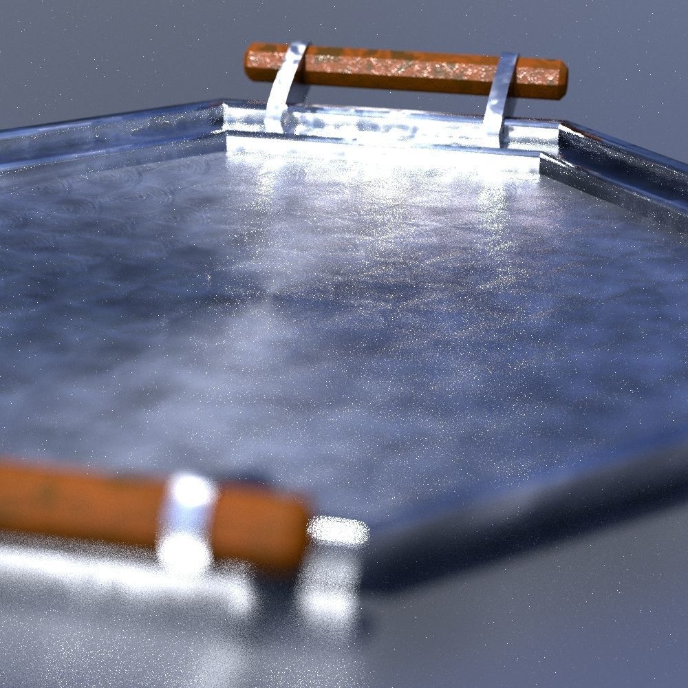 Art deco chrome tray  Low-poly 3D model_2