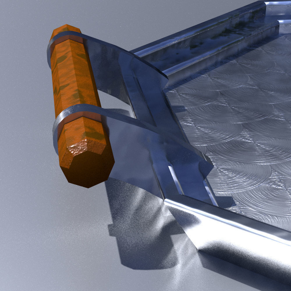 Art deco chrome tray  Low-poly 3D model_3