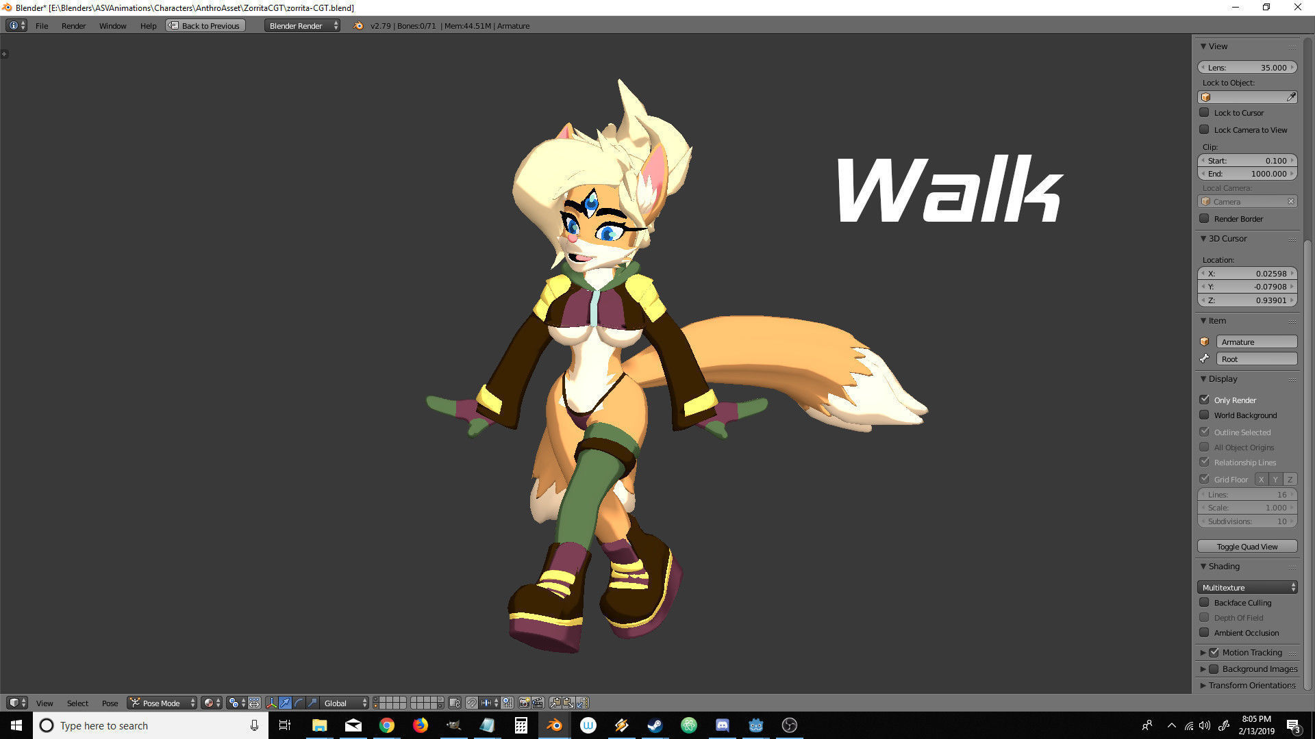 Sandboard Fox Girl Low-poly 3D model_17