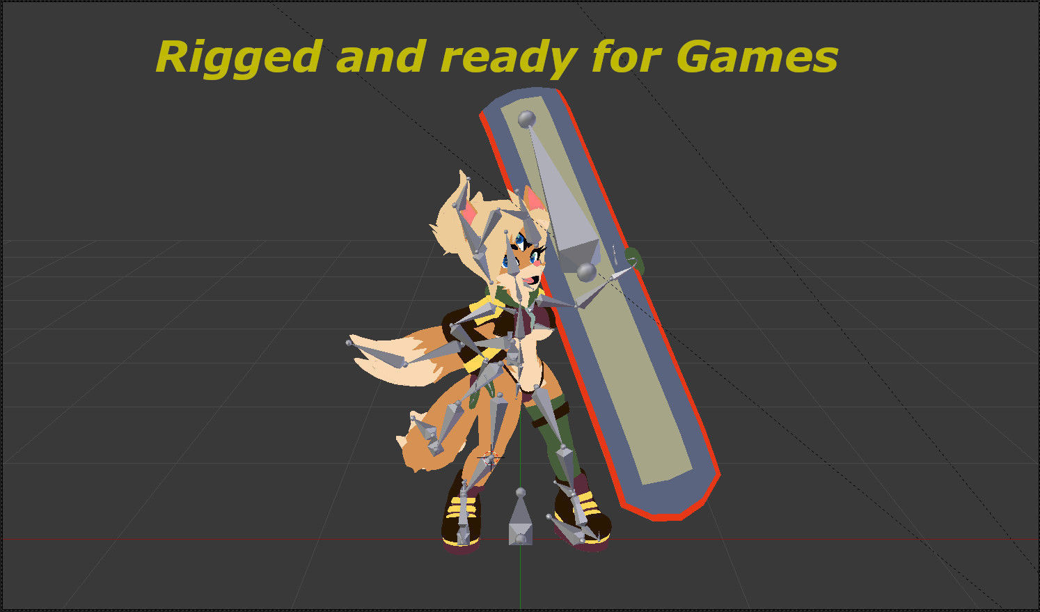 Sandboard Fox Girl Low-poly 3D model_2