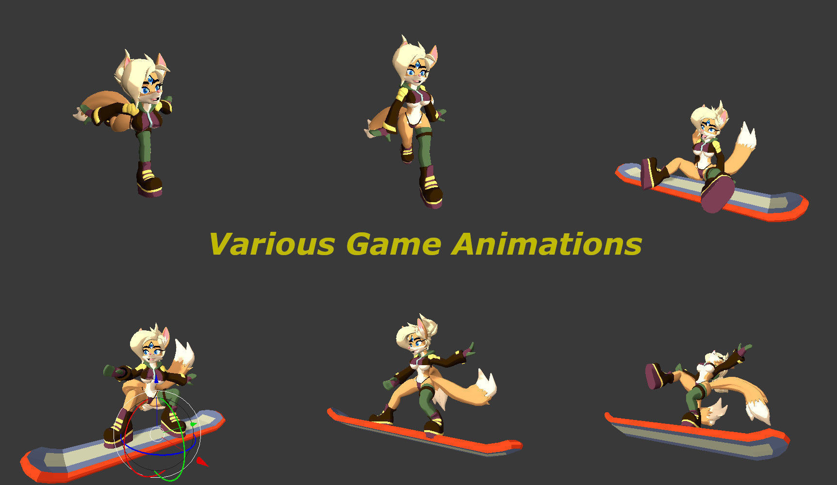 Sandboard Fox Girl Low-poly 3D model_3