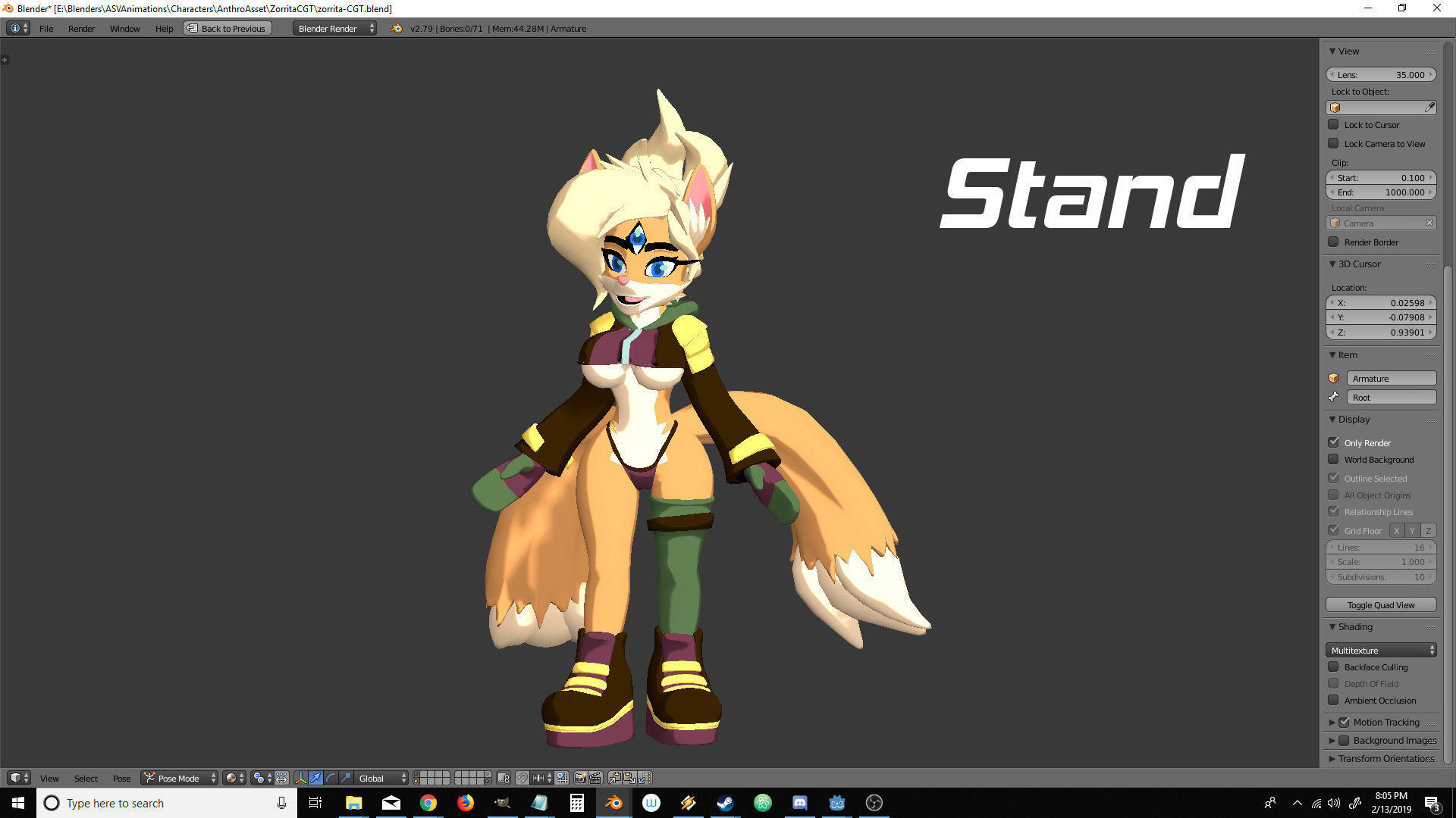 Sandboard Fox Girl Low-poly 3D model_15