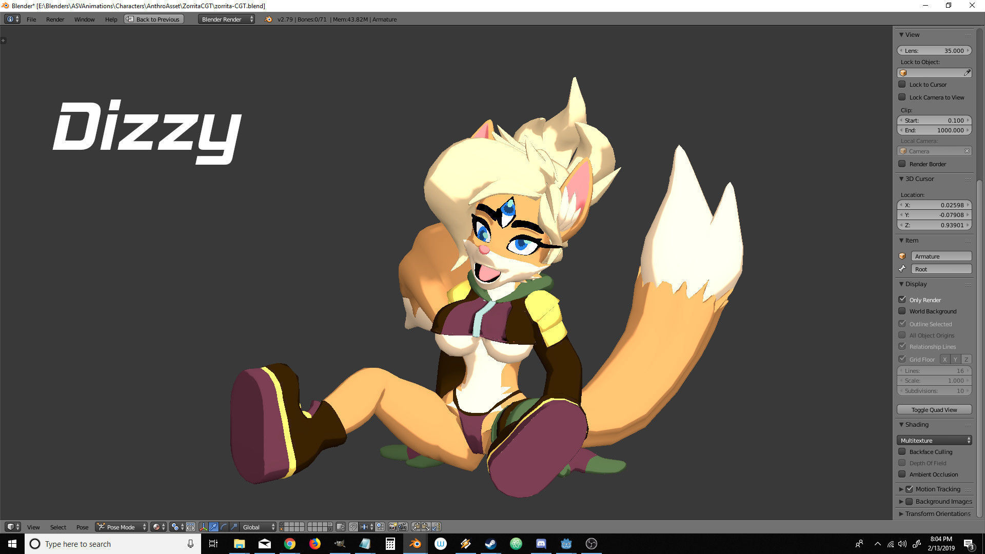 Sandboard Fox Girl Low-poly 3D model_20