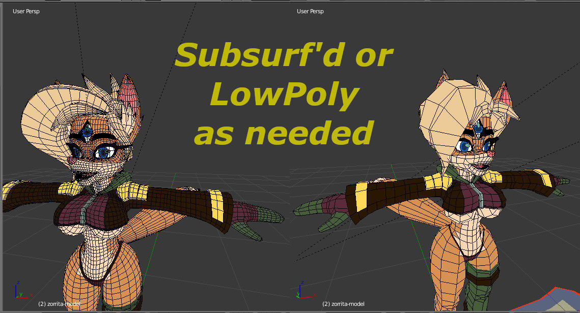 Sandboard Fox Girl Low-poly 3D model_4