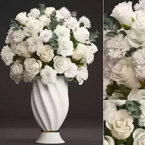 Bouquet of white flowers 3D model