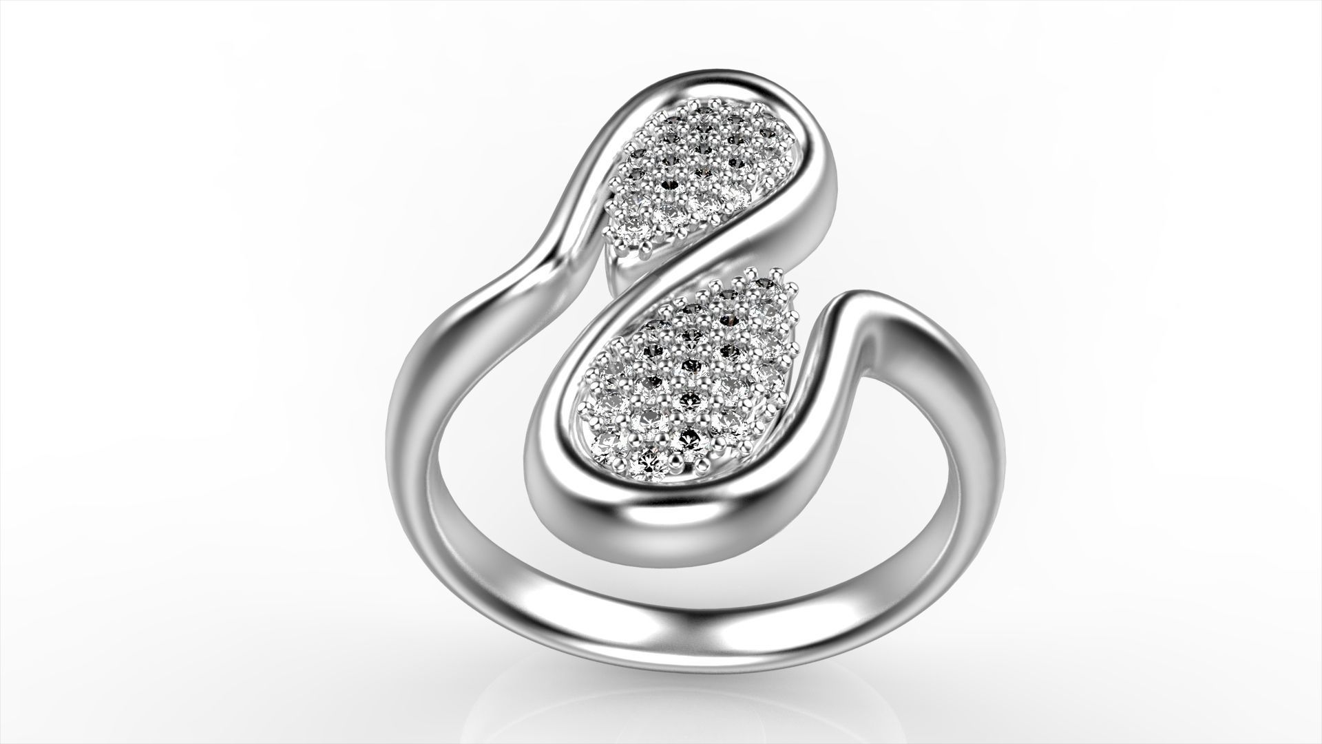 Double pear cluster ring All size 3D print model_2