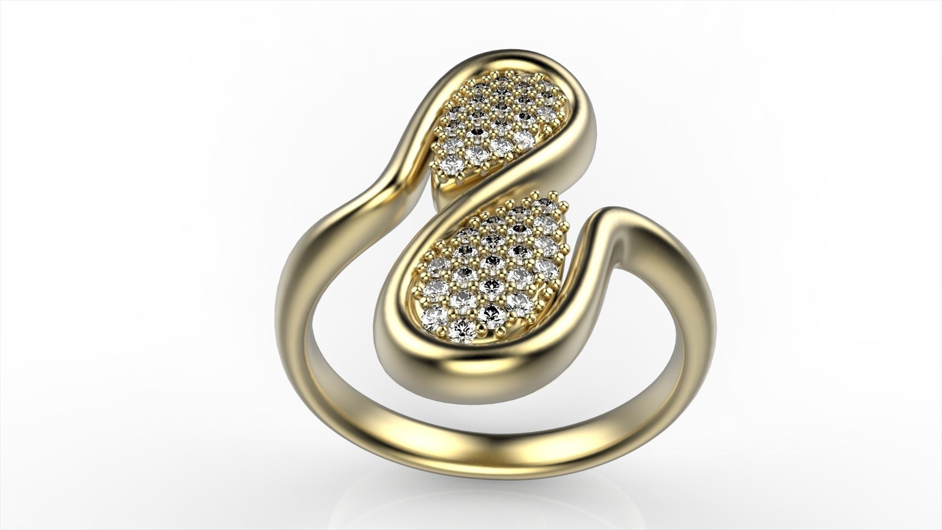 Double pear cluster ring All size 3D print model_3