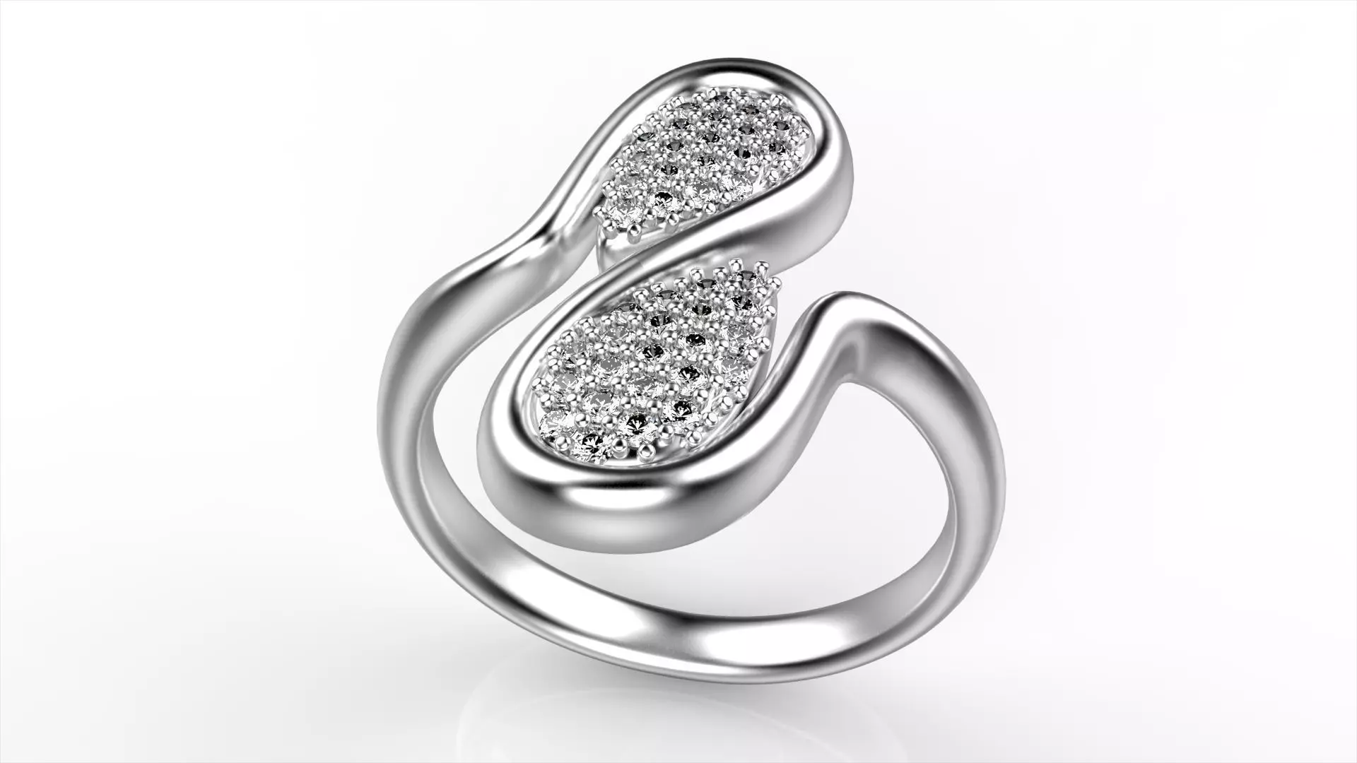 Double pear cluster ring All size 3D print model_0