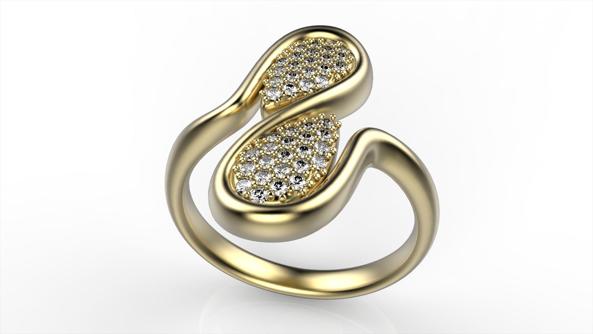 Double pear cluster ring All size 3D print model_1