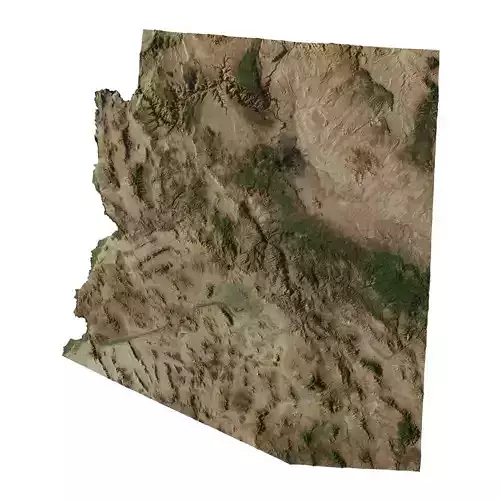 High detailed relief map of Arizona