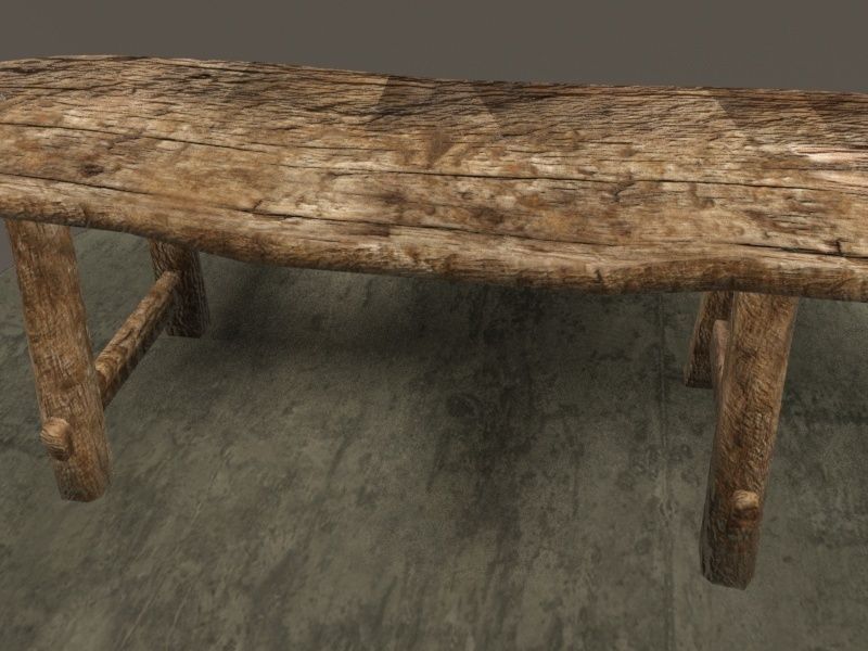 Old Table Low-poly 3D model_6