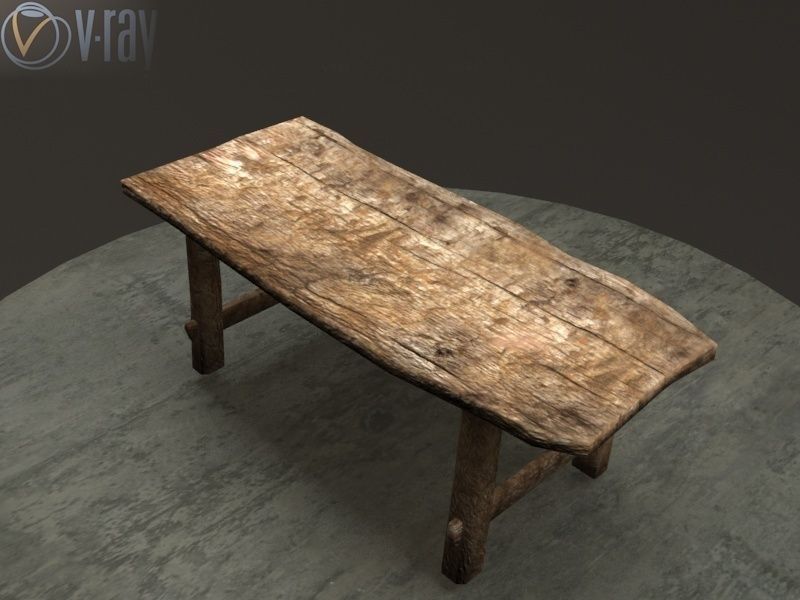 Old Table Low-poly 3D model_9