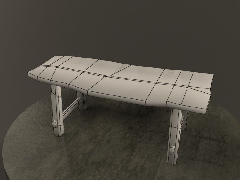 Old Table Low-poly 3D model_4