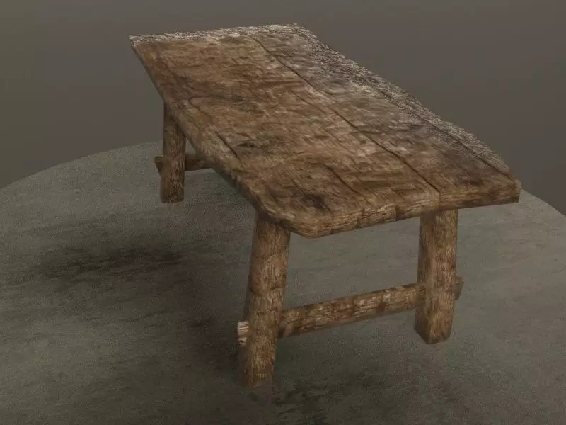 Old Table Low-poly 3D model_0
