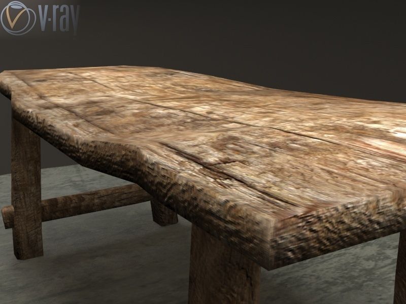 Old Table Low-poly 3D model_10