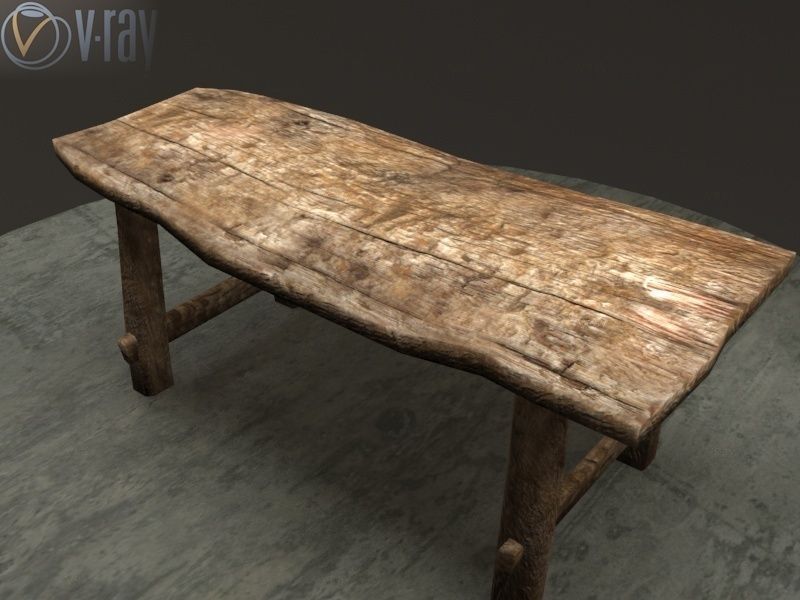 Old Table Low-poly 3D model_8