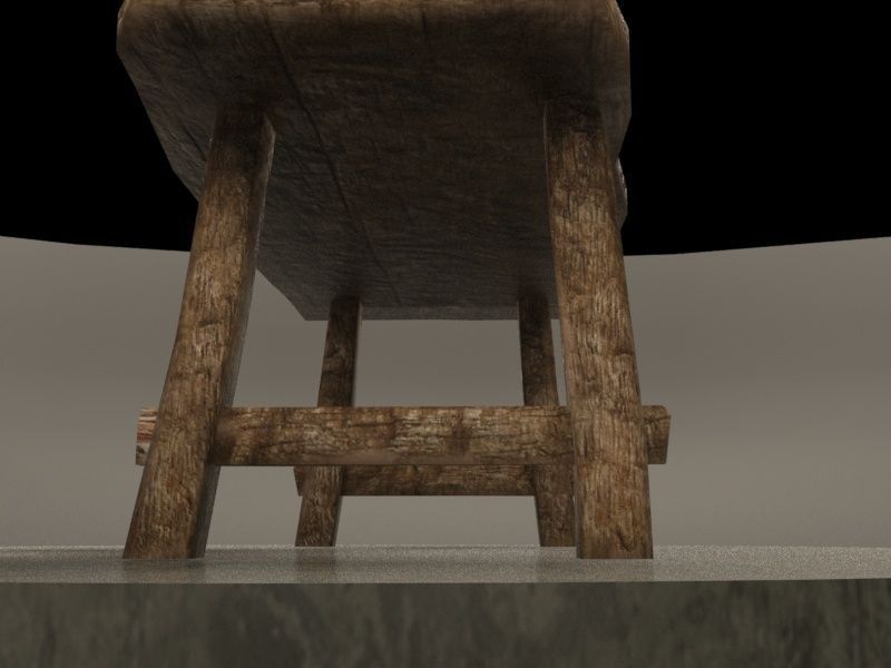 Old Table Low-poly 3D model_1