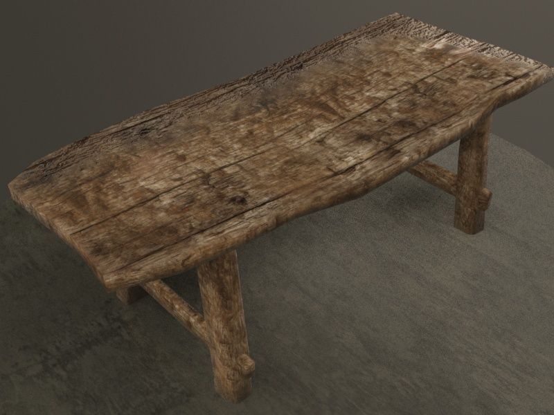 Old Table Low-poly 3D model_5