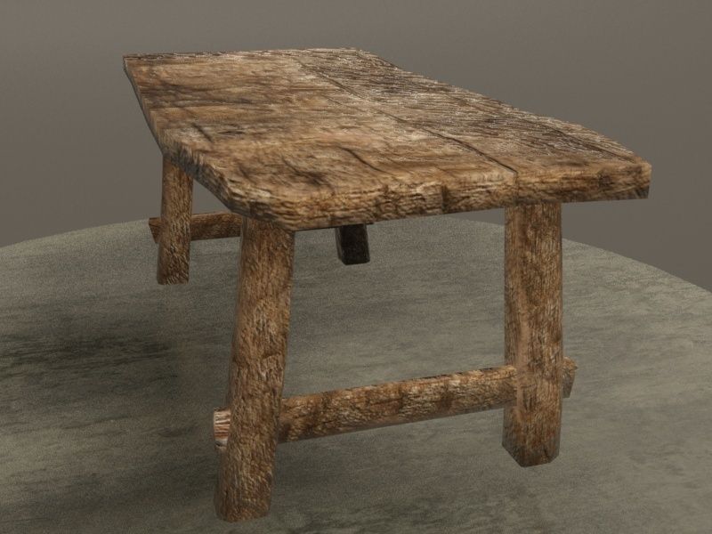 Old Table Low-poly 3D model_7