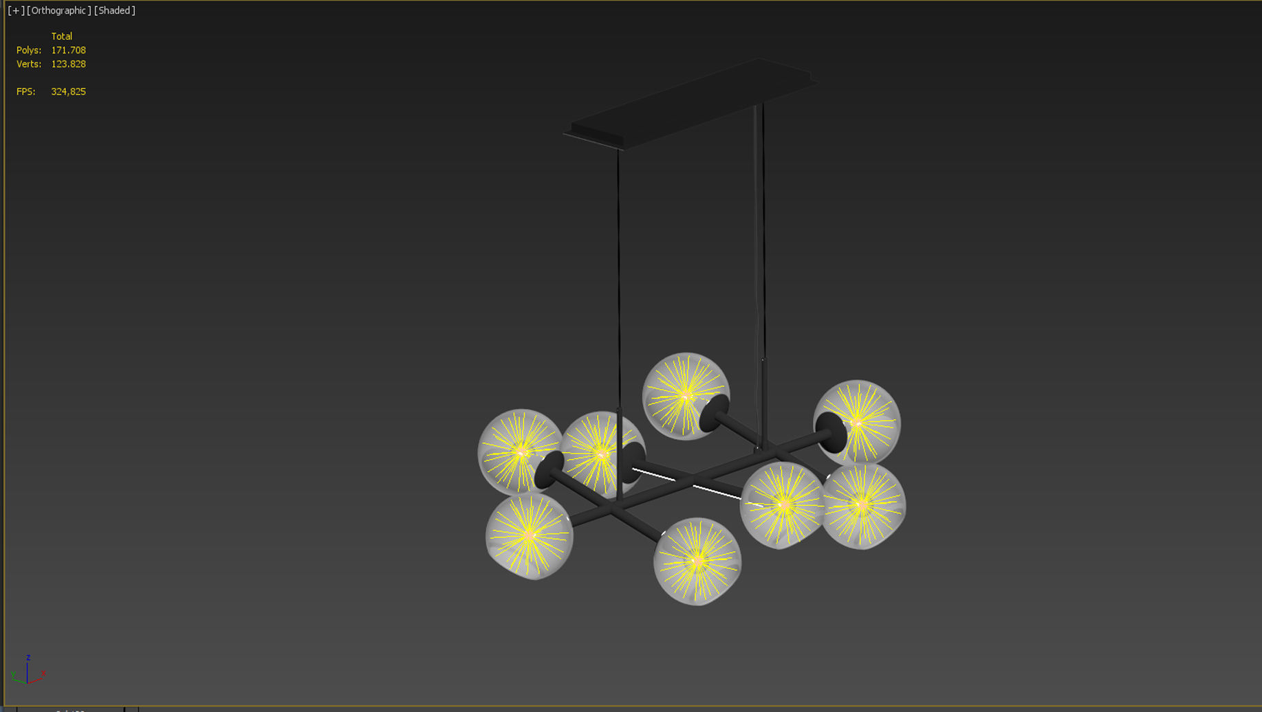 Staggered Glass Chandelier 3D model_3