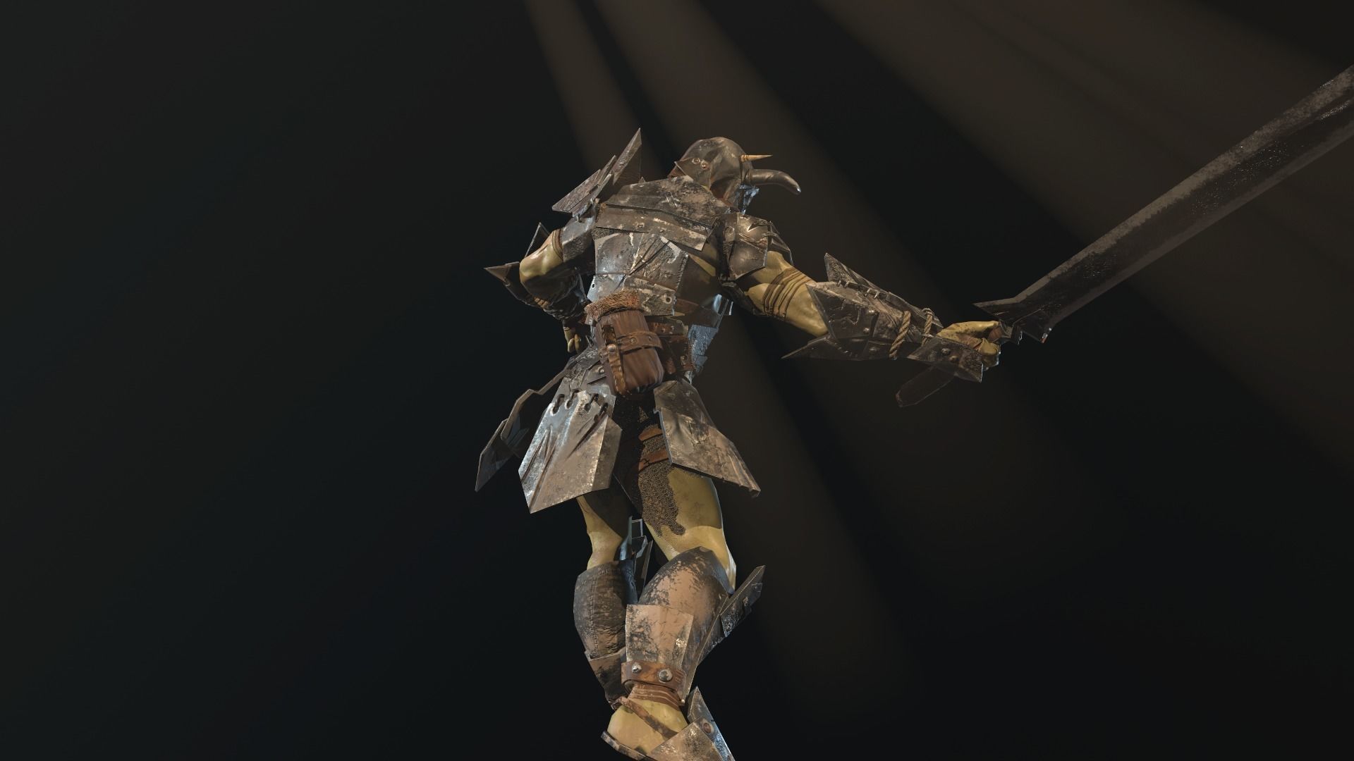 Ork fighter Low-poly 3D model_6