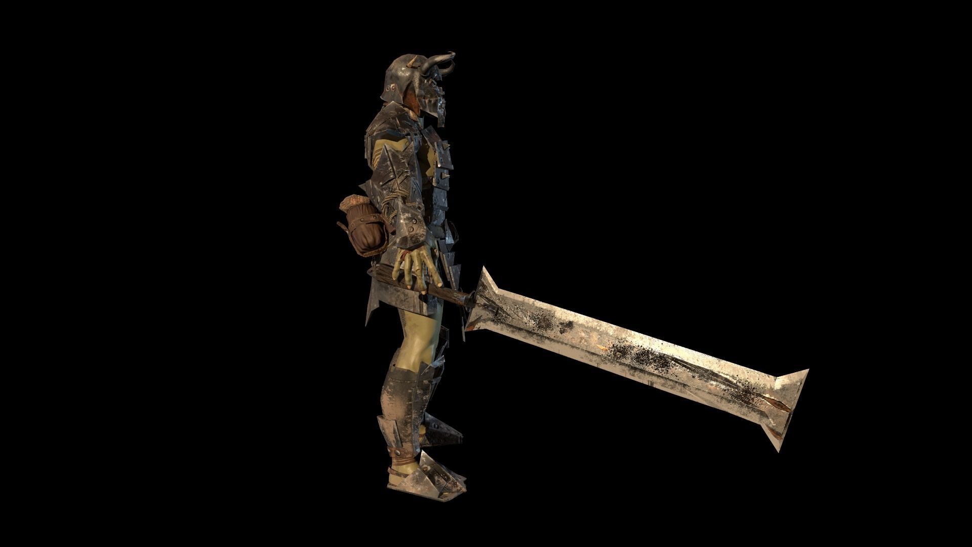 Ork fighter Low-poly 3D model_19