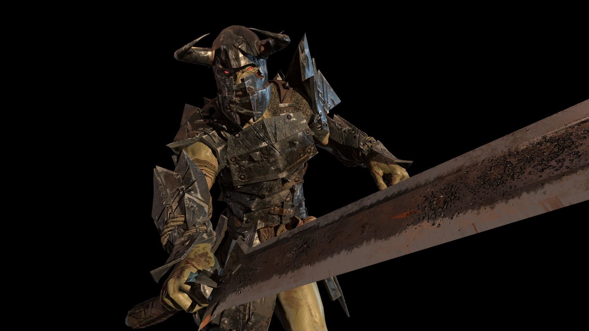 Ork fighter Low-poly 3D model_8