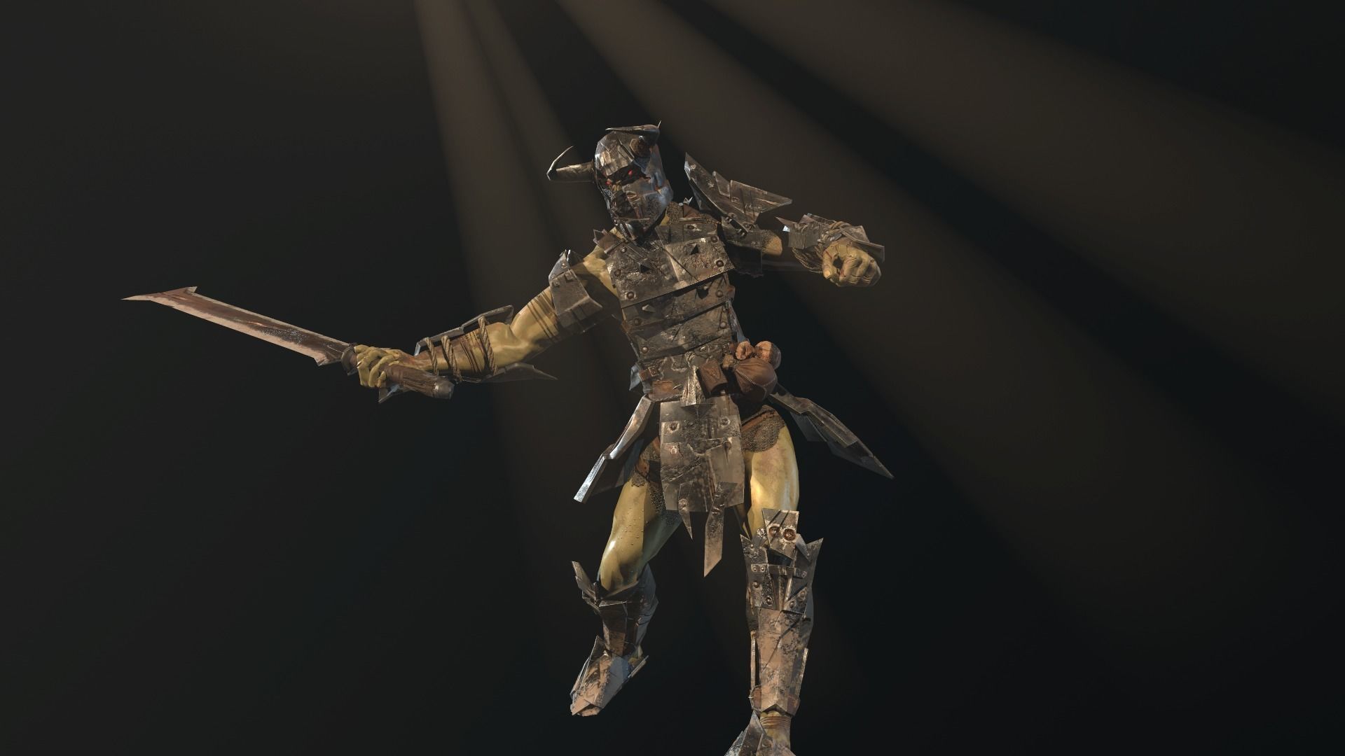 Ork fighter Low-poly 3D model_7