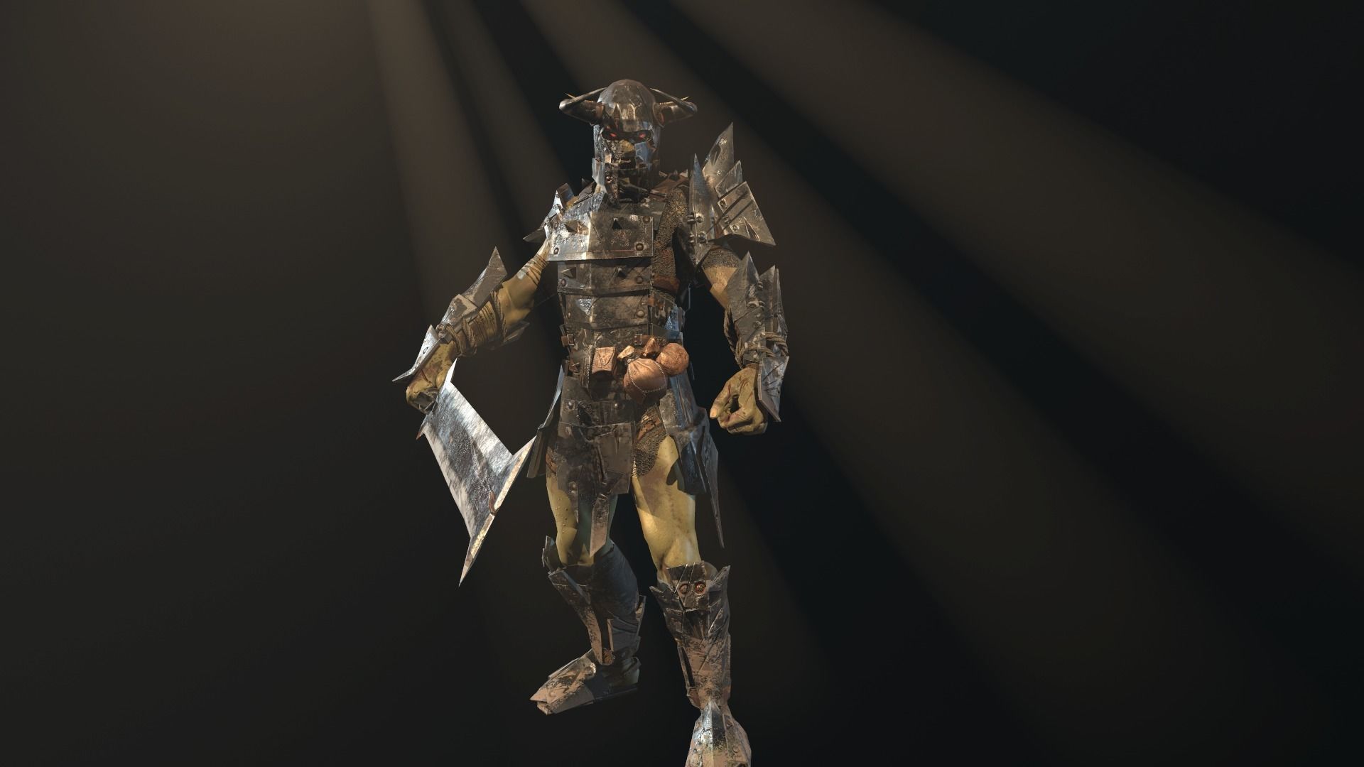 Ork fighter Low-poly 3D model_5